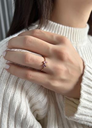 Gümüş Baget Renkli Taşlı Yüzük