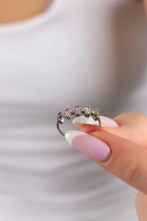 Gümüş Baget Taşlı Minimal Yüzük