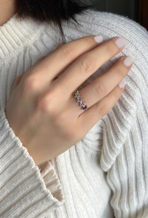 Gümüş Baget Taşlı Minimal Yüzük