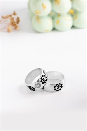 8 mm Gümüş Bombeli Motifli Alyans