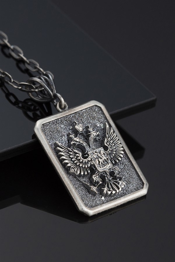 Gümüş Çift Başlı Kartal Erkek Kolye