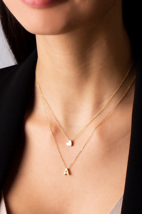 Gümüş Çift Zincirli Harf Kolye