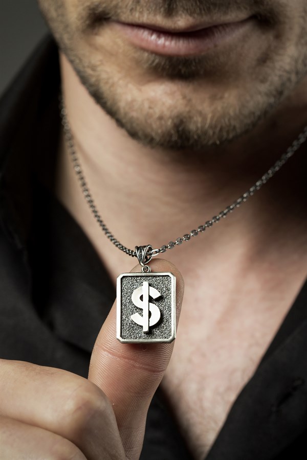 Gümüş Dolar Figürlü Erkek Kolye