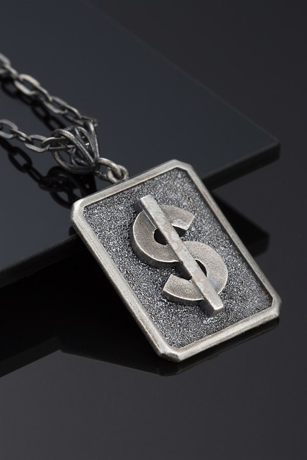Gümüş Dolar Figürlü Erkek Kolye