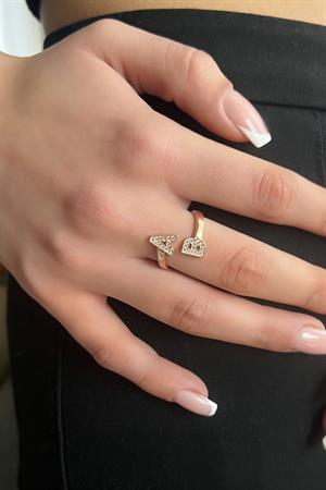 Gümüş İki Harfli Sarılan Harfler Yüzük