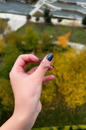 Gümüş İki Harfli Yıldızlı Sarılan Harfler Yüzük 