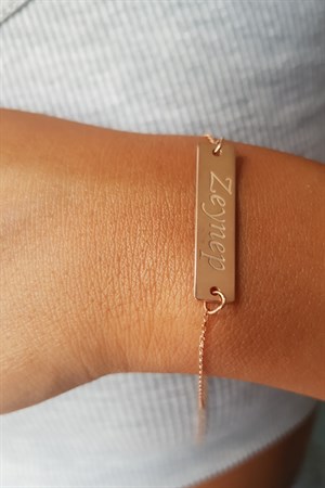 Gümüş Plaka İsim Künye Bileklik