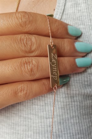 Gümüş Plaka İsim Künye Bileklik