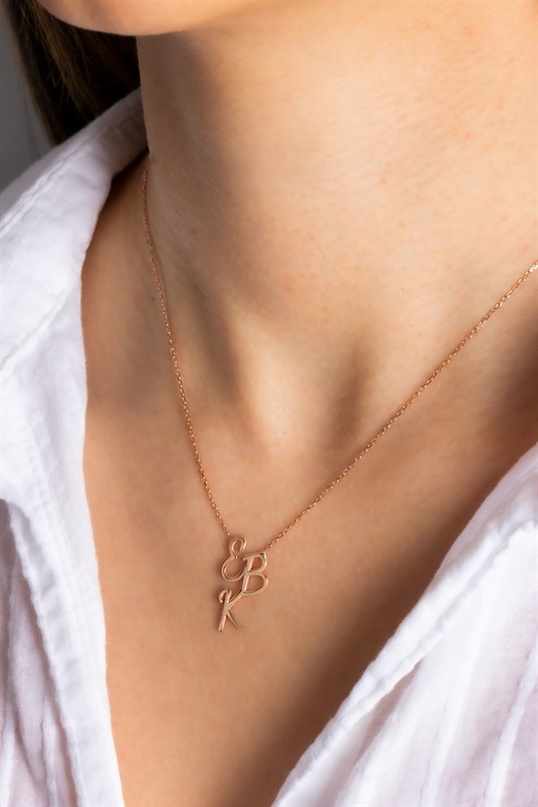 Gümüş Üç Harfli Kolye