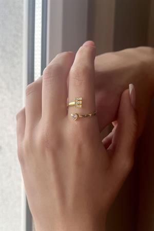 Gümüş Kalp Taşlı Harf Yüzük