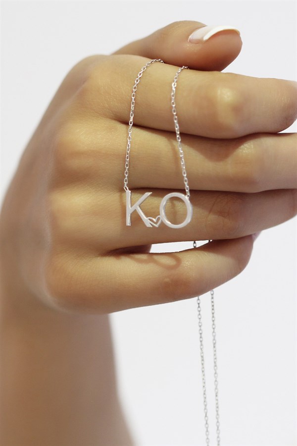 Gümüş Kalpli Harf Kolye