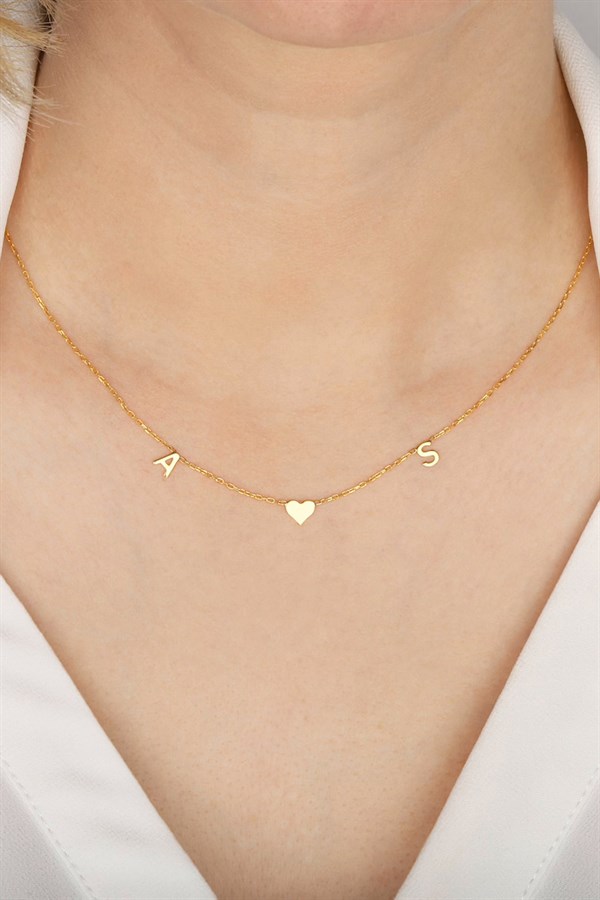 Gümüş Kalpli Harf Kolye