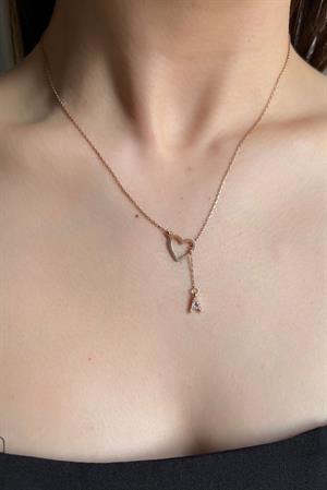 Gümüş Kalpli Harf Kolye