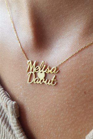 Gümüş Kalpli İki İsim Kolye