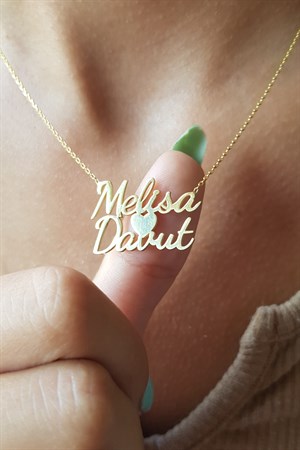 Gümüş Kalpli İki İsim Kolye