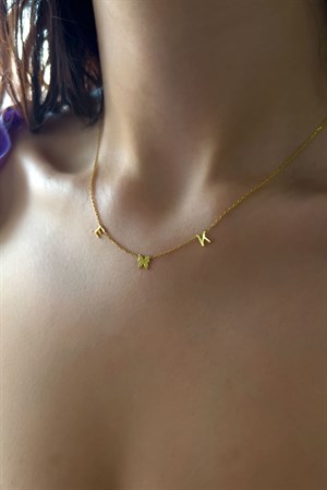 Gümüş Kelebekli Harf Kolye