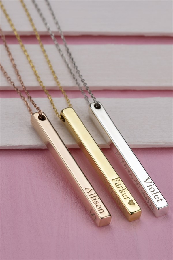 Gümüş Kişileştirilebilir Çubuk Kolye