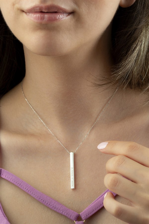 Gümüş Kişileştirilebilir Çubuk Kolye