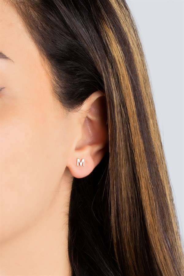 Gümüş Minimal Harf Küpe