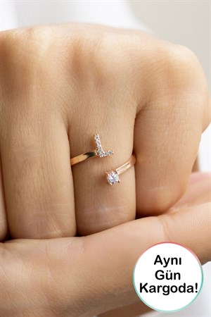 Gümüş L Harfi Yüzük