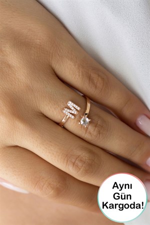 Gümüş M Harfi Yüzük