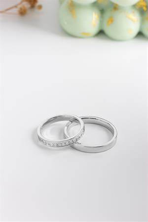 2 mm Gümüş Minimal Taşlı Alyans