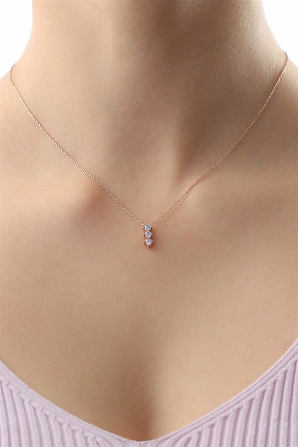 Gümüş Mor Taşlı Kolye