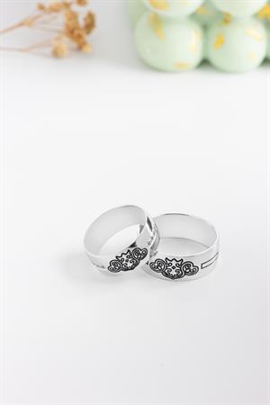 7.5 mm Gümüş Motifli Alyans
