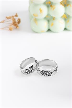 7.5 mm Gümüş Motifli Alyans