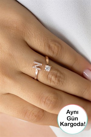 Gümüş N Harfi Yüzük