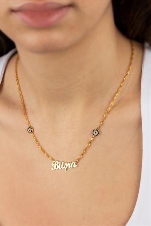 Gümüş Nazarlı İsim Kolye