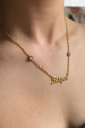 Gümüş Nazarlı İsim Kolye