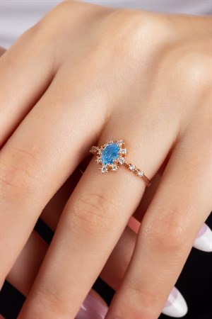 Gümüş Oval Taşlı Yüzük