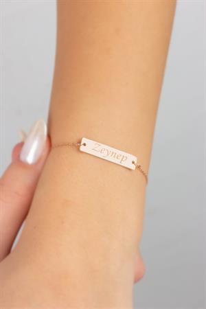 Gümüş Plaka İsim Künye Bileklik