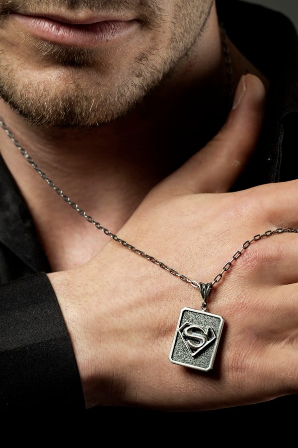 Gümüş Süpermen Kolye