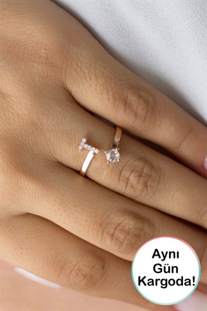 Gümüş T Harfi Yüzük