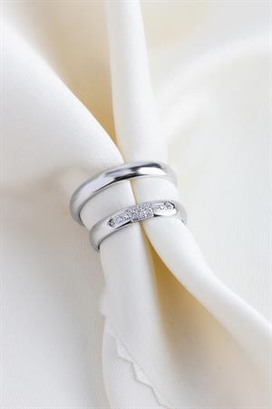3.5 mm Gümüş Taşlı Alyans