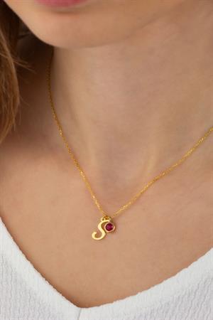 Gümüş Taşlı Harf Kolye