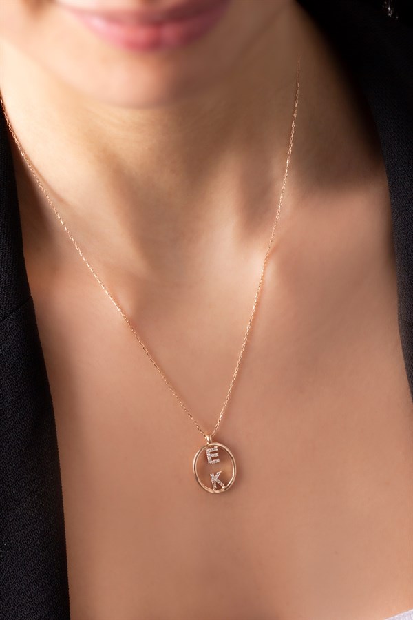 Gümüş Taşlı Harf Kolye