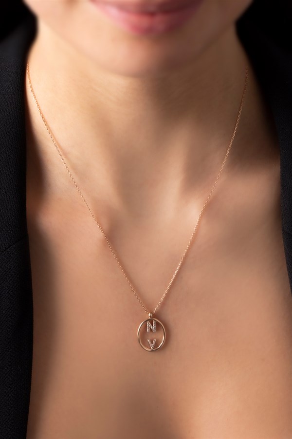 Gümüş Taşlı Harf Kolye