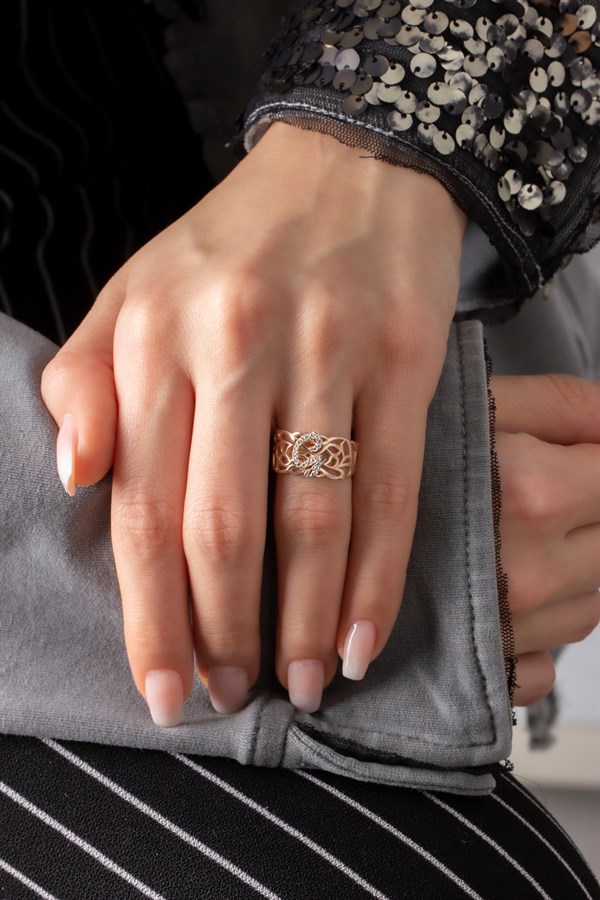 925 Ayar Gümüş Taşlı Harf Yüzük