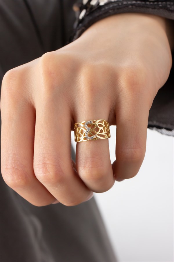 Gümüş Taşlı Harf Yüzük