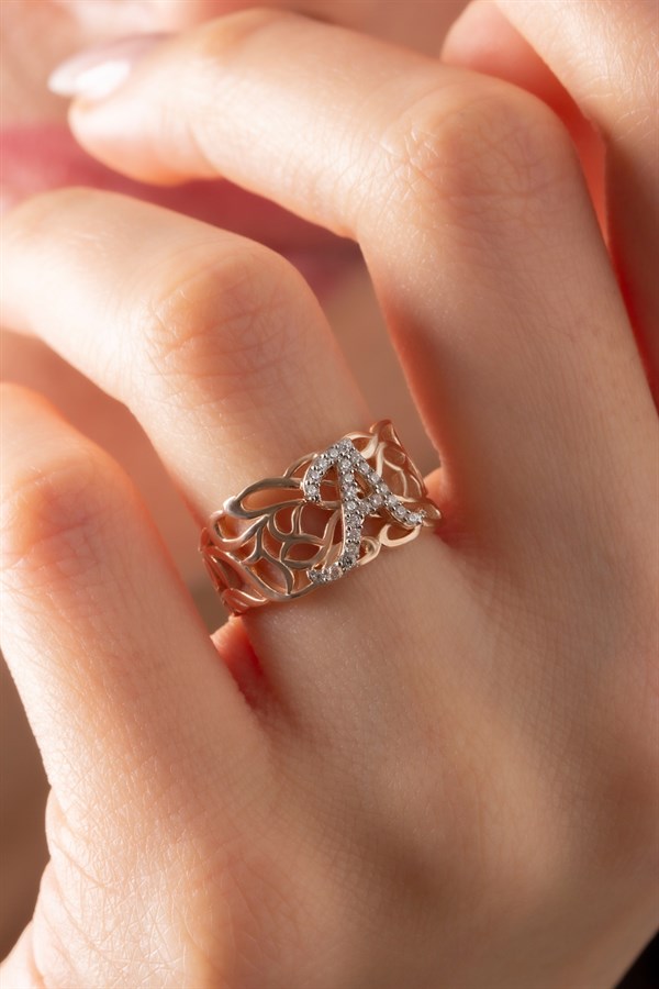 Gümüş Taşlı Harf Yüzük