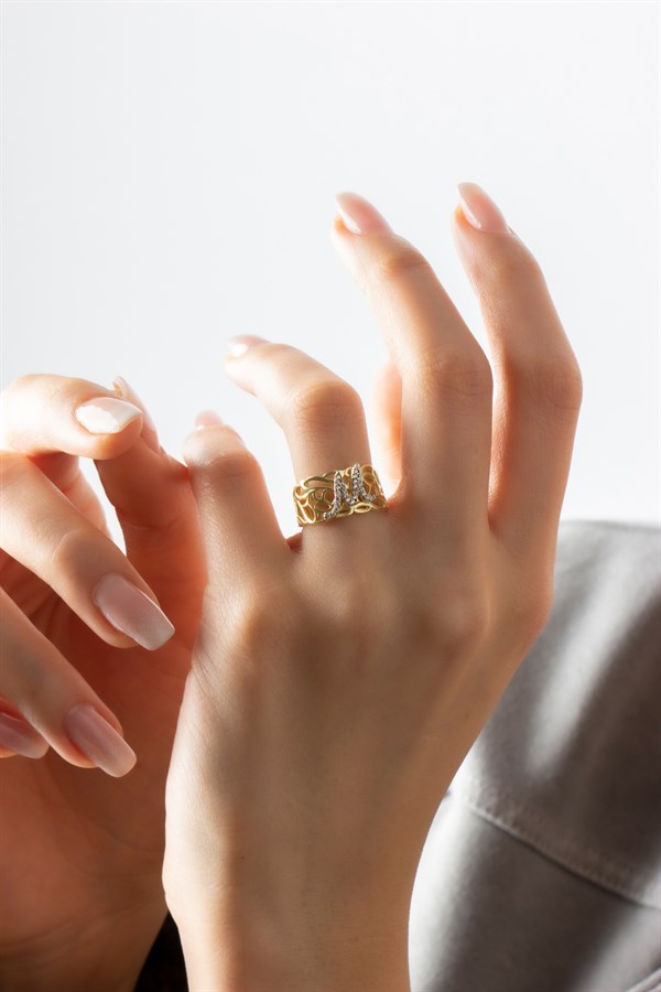 Gümüş Taşlı Harf Yüzük