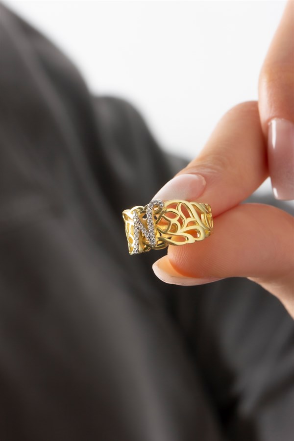 Gümüş Taşlı Harf Yüzük