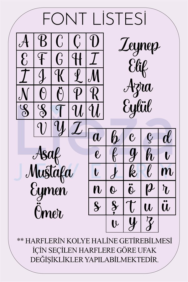 Gümüş Taşlı İsim Kolye