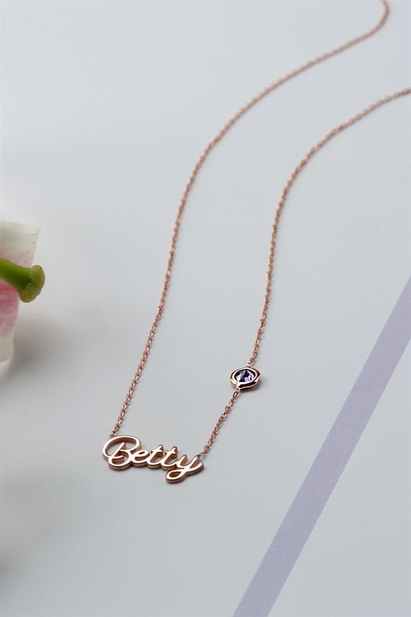 Gümüş Taşlı İsim Kolye