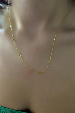 Gümüş Yandan Harfli Kalp Kolye