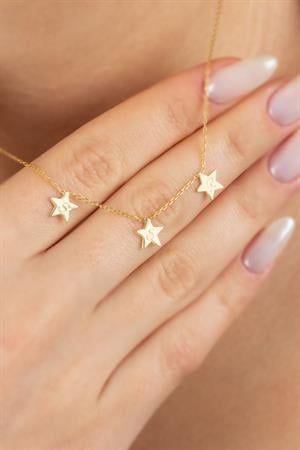 Gümüş Yıldızlı Harf Kolye