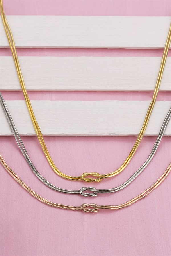 Gümüş Zincir Düğüm Kolye 